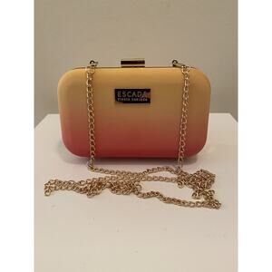 ESCADA Fiesta Carioca Clutch Small Hand Bag Pink Yellow Ombré Gold Chain